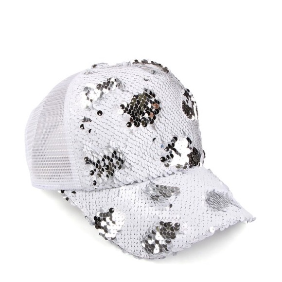 METALLIC SEQUINS BASEBALL CAP - WHITE SILVER - Picture 6 of 6